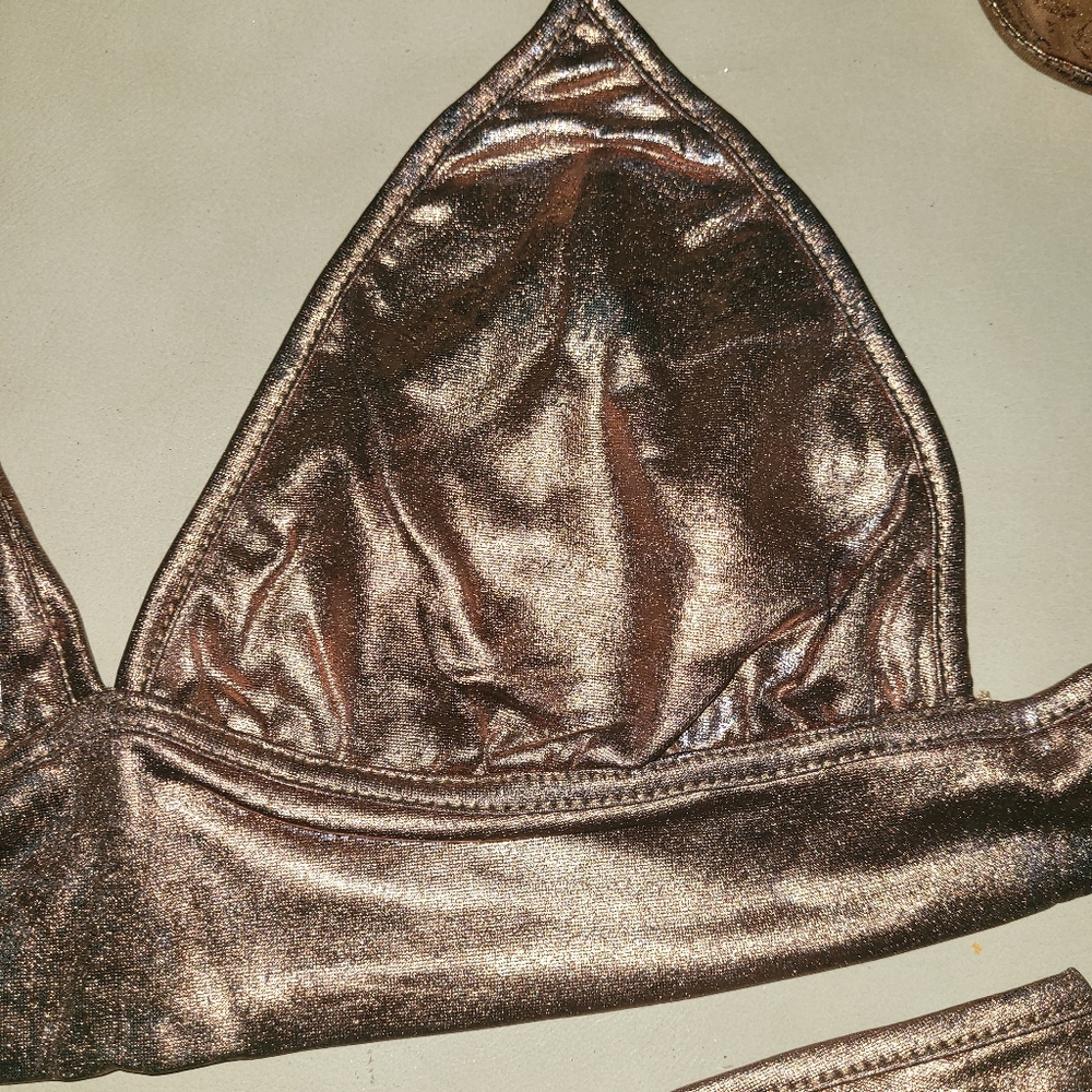 Damaged Brown Triangle Top Scoop Bottom Bikini - Picture 3 of 8